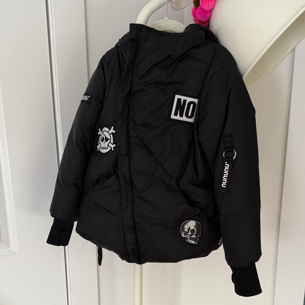 Nununu Black Kids Jacket with Skull Patches